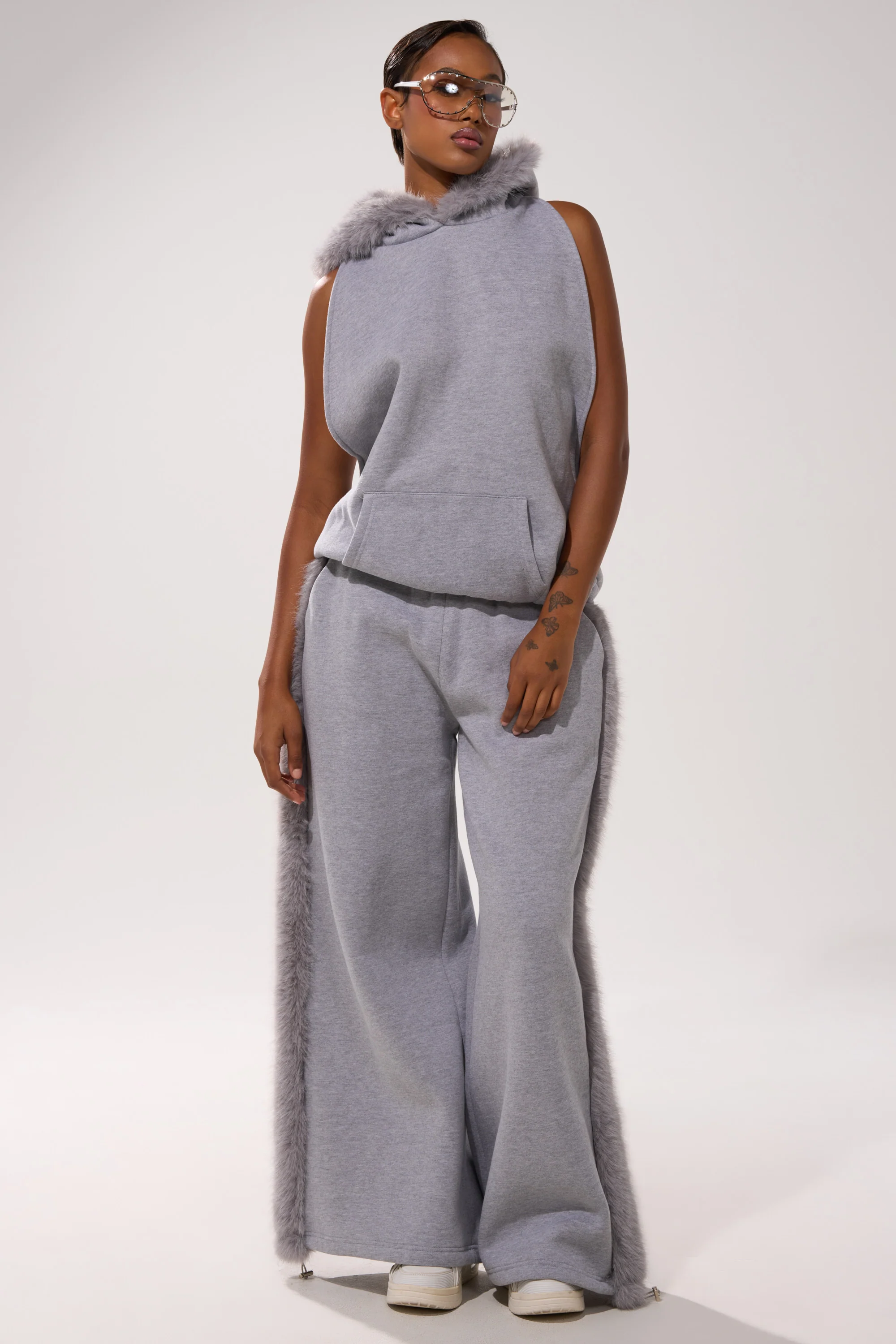 LUXE FUR JOGGER IN GREY - Image 8