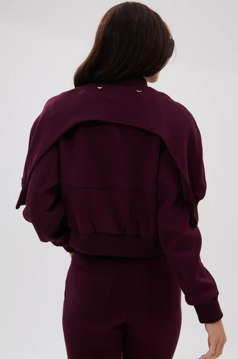 LYNX LAYERED BOMBER JACKET IN BURGUNDY - Image 13