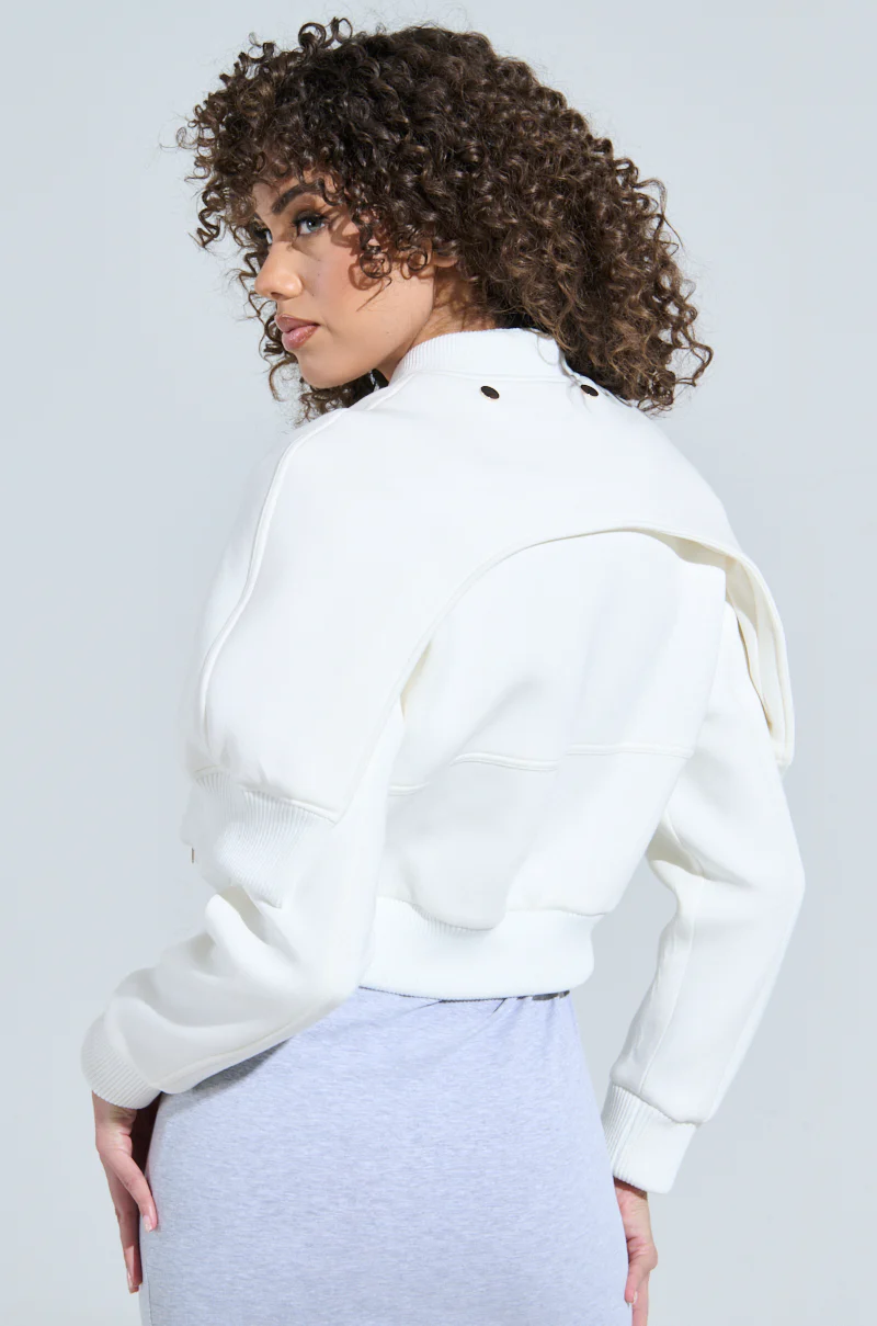 LYNX LAYERED BOMBER JACKET IN IVORY - Image 10