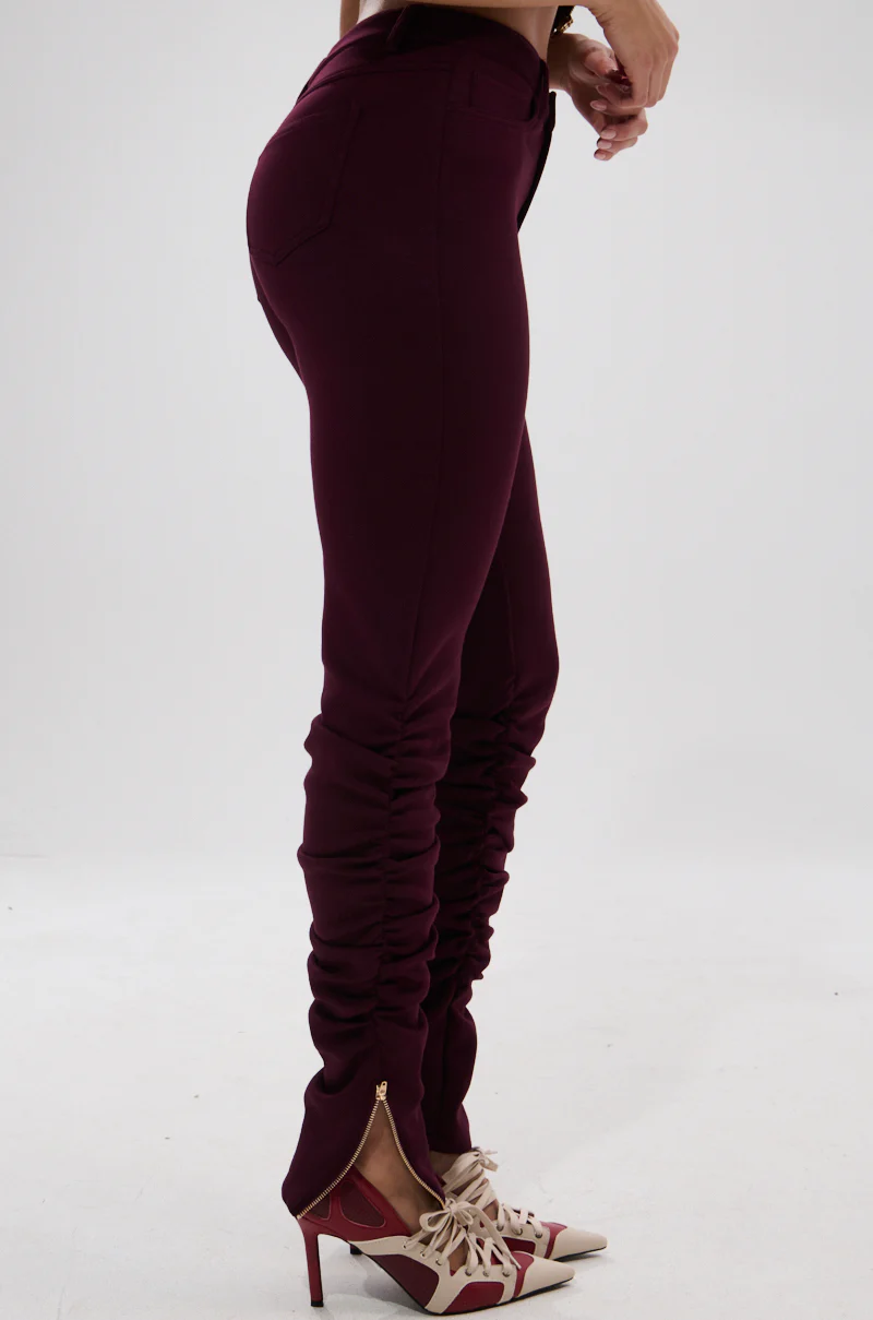 LYNX STACKED TROUSER IN BURGUNDY - Image 4