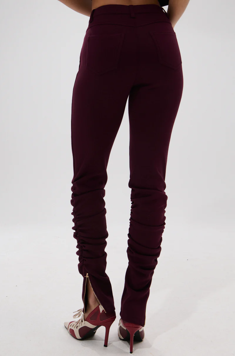 LYNX STACKED TROUSER IN BURGUNDY - Image 5