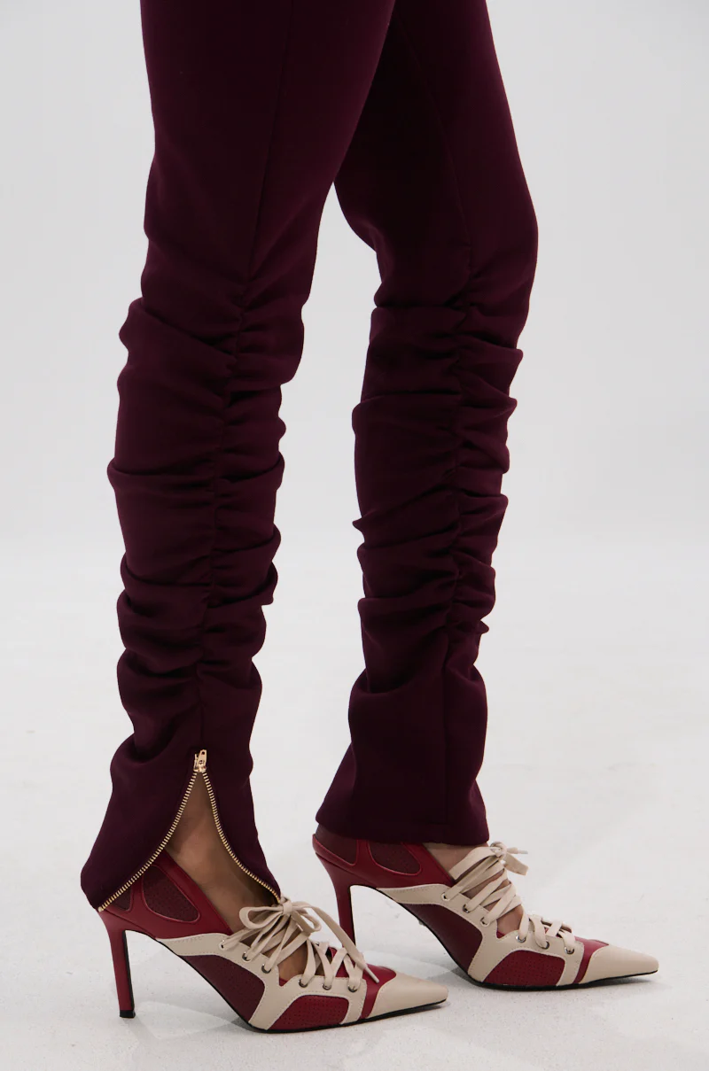 LYNX STACKED TROUSER IN BURGUNDY - Image 8