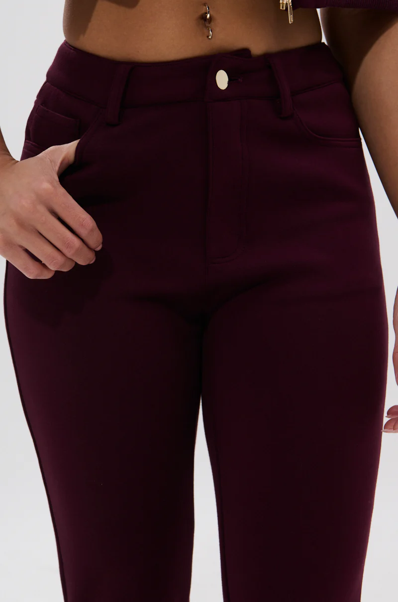 LYNX STACKED TROUSER IN BURGUNDY - Image 9