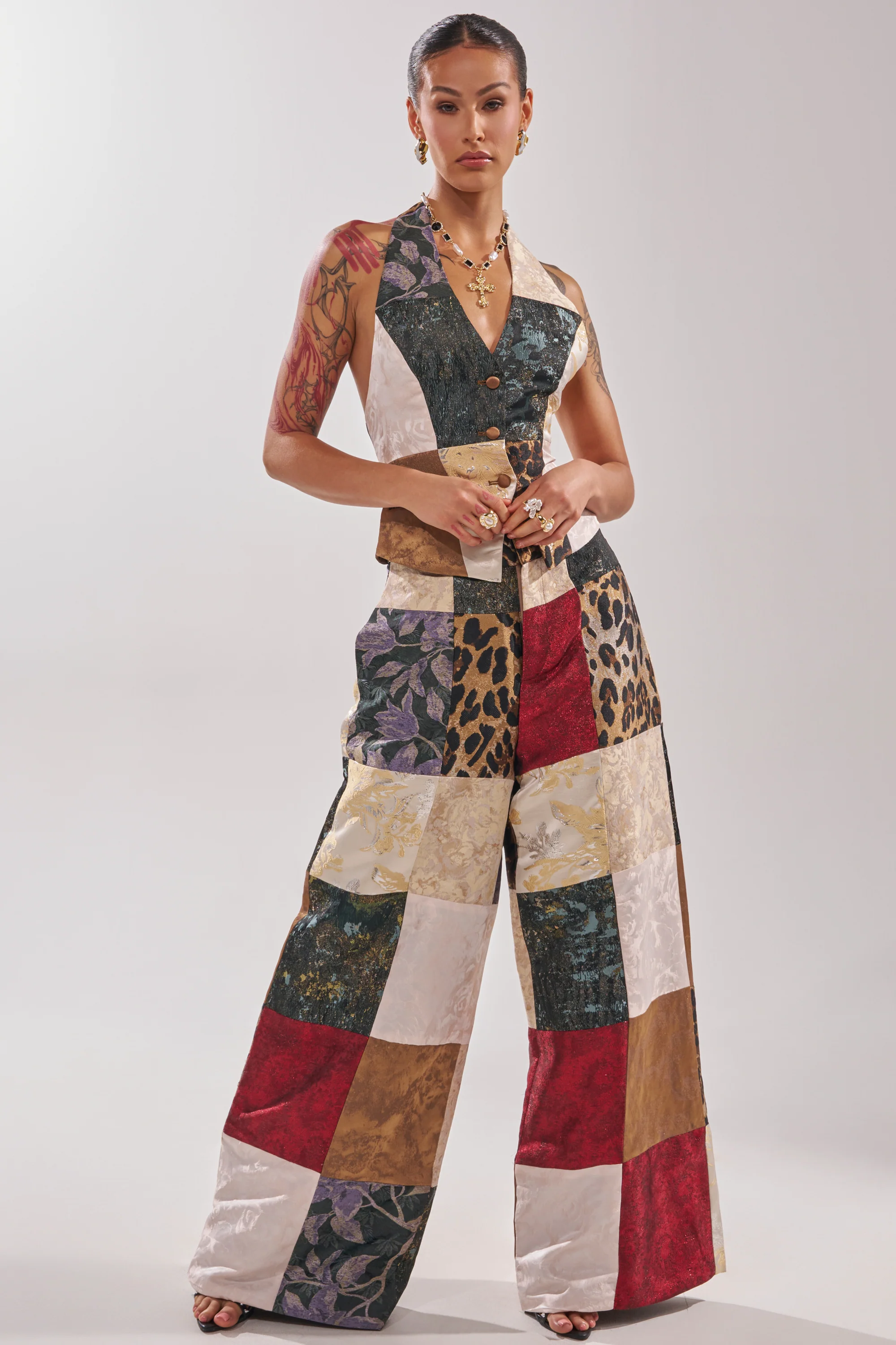 MADE YOU LOOK PATCHWORK HALTER VEST - Image 5