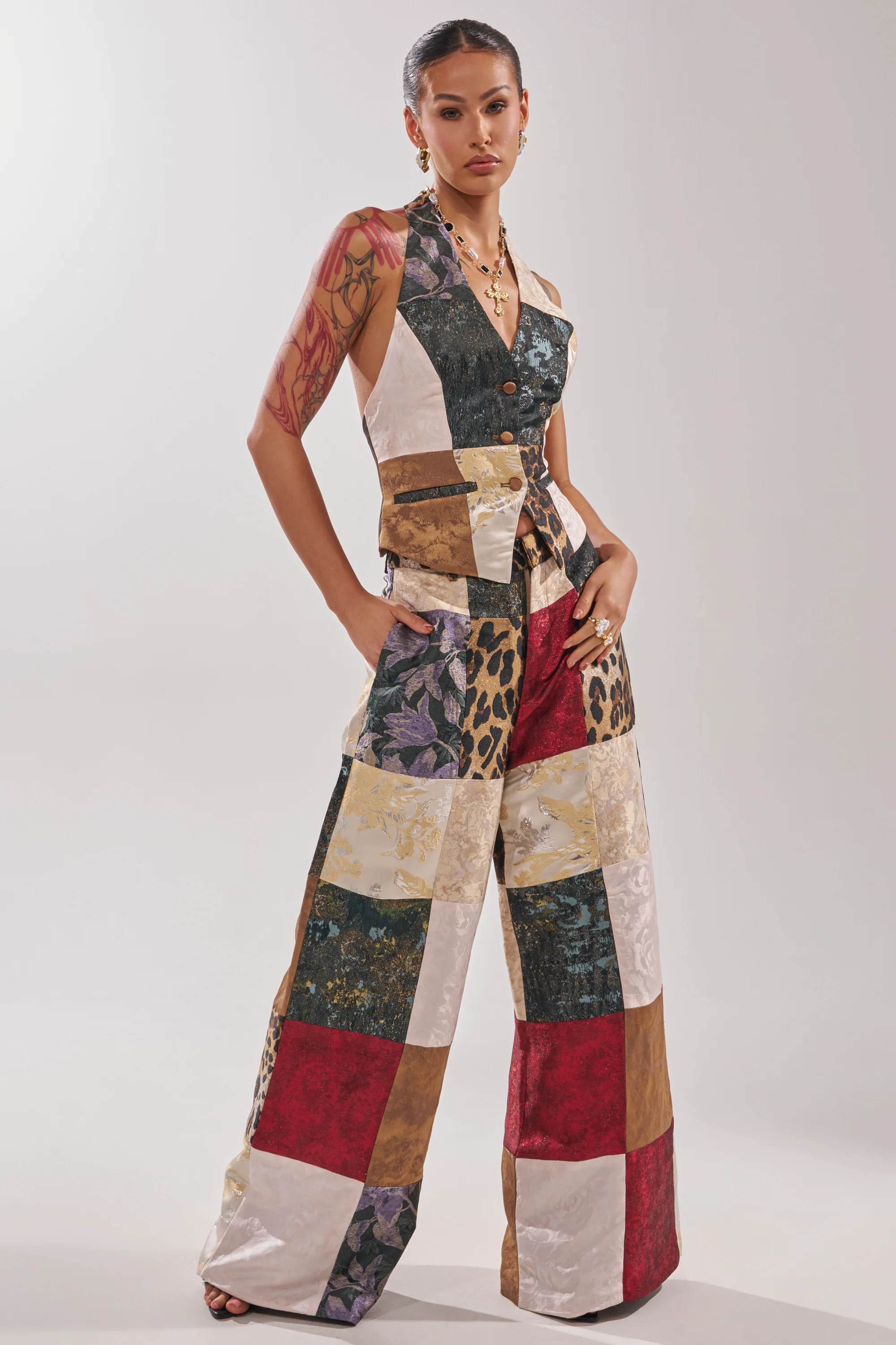 MADE YOU LOOK PATCHWORK HALTER VEST - Image 6