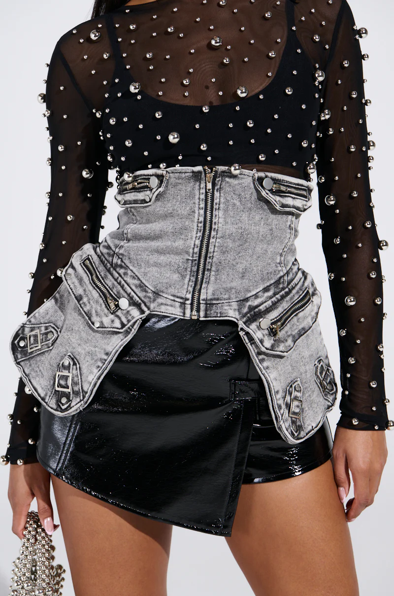 MAEVE EMBELLISHED STRETCH DENIM BELT