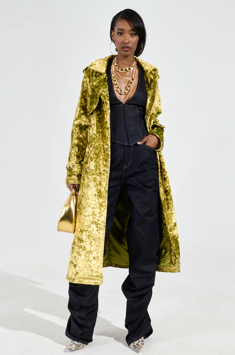 MAIN CHARACTER CRUSHED VELVET TRENCH - Image 2