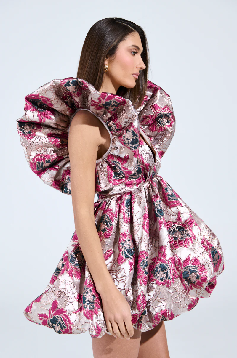 MAIN CHARACTER ENERGY BROCADE MINI DRESS IN SILVER - Image 5