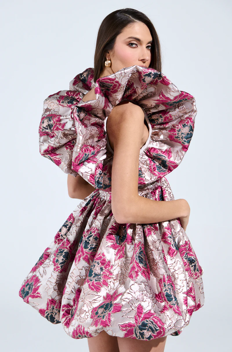 MAIN CHARACTER ENERGY BROCADE MINI DRESS IN SILVER - Image 6
