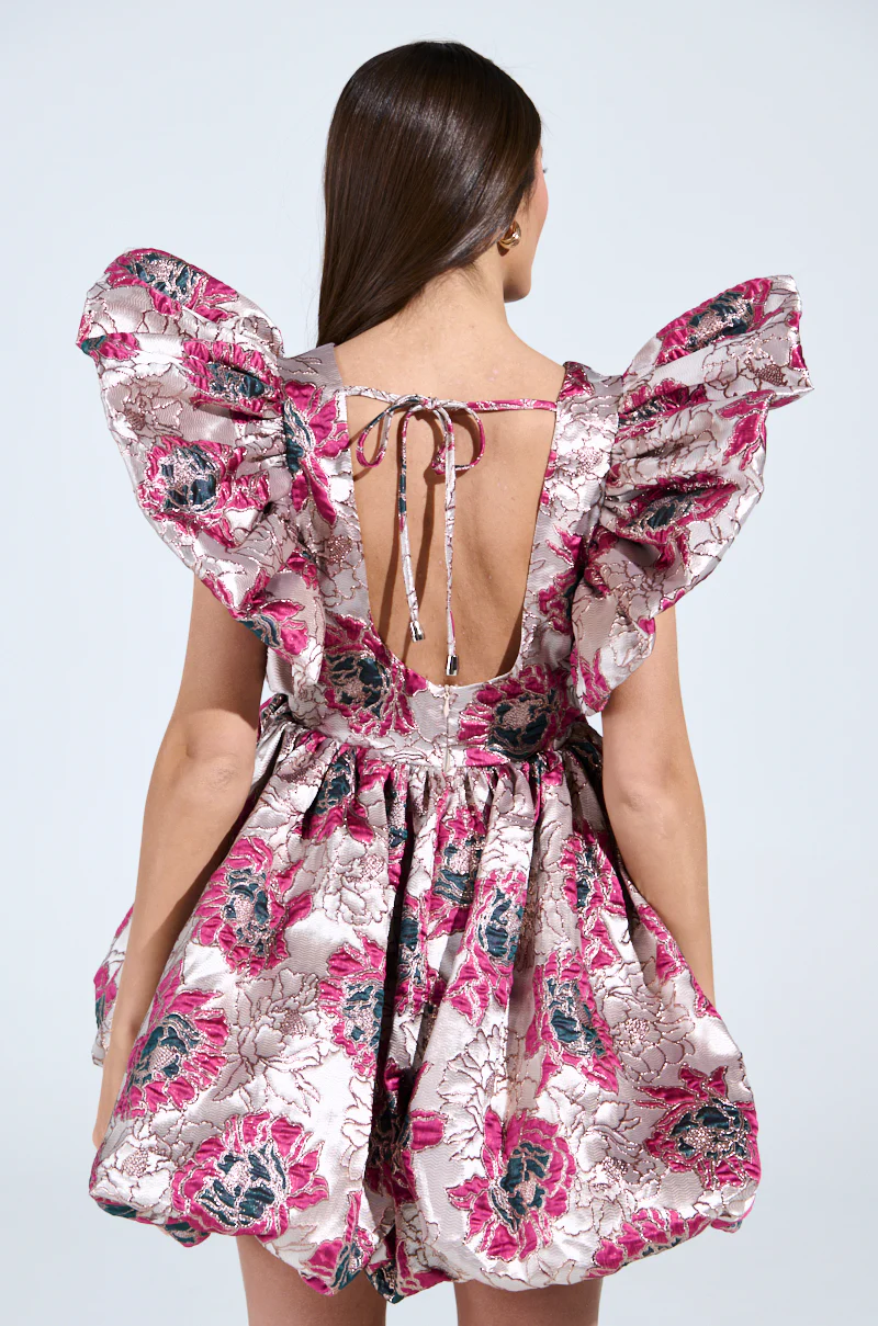 MAIN CHARACTER ENERGY BROCADE MINI DRESS IN SILVER - Image 7