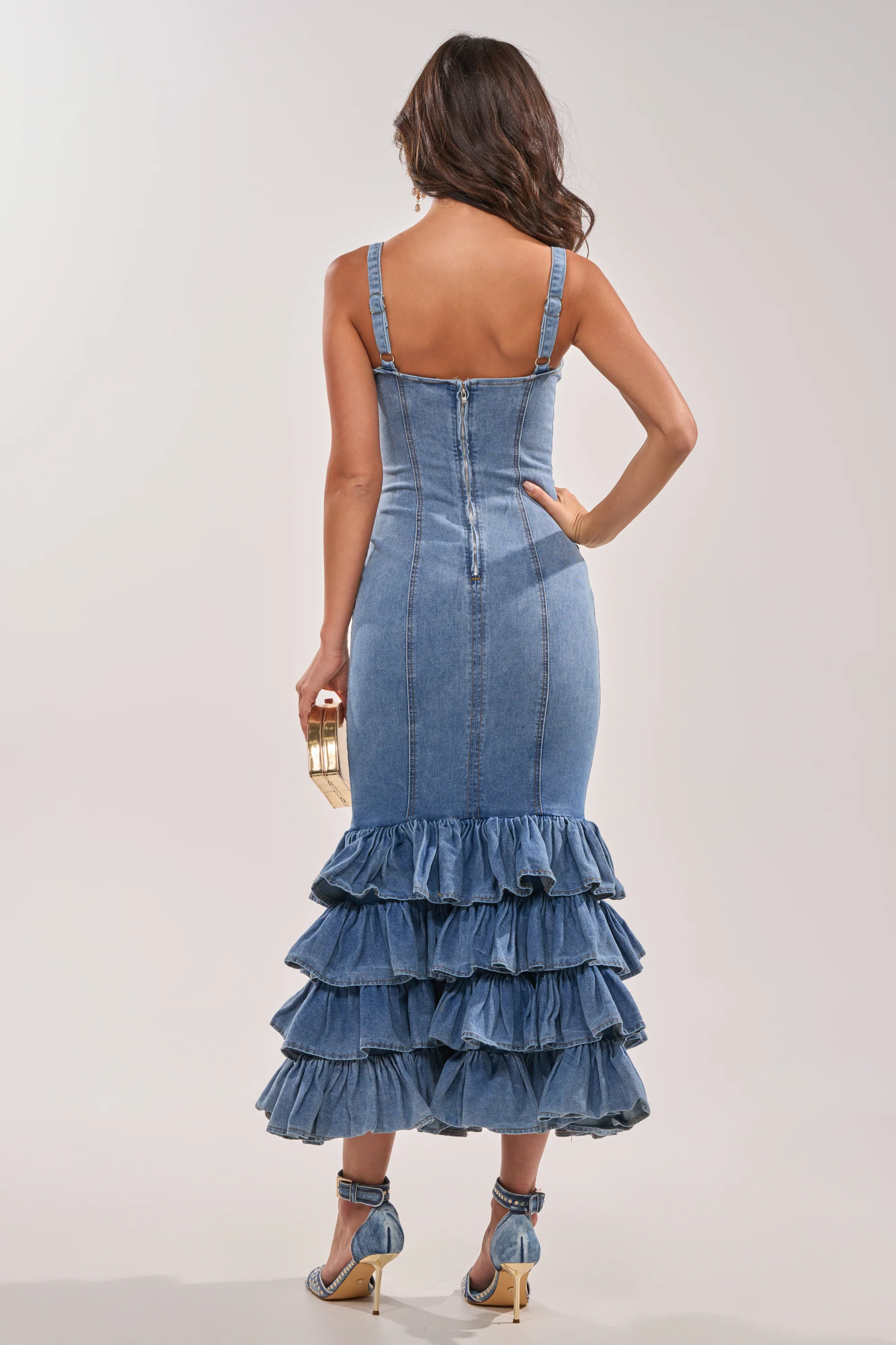 MAIN ONE DENIM RUFFLE MAXI DRESS - Image 4