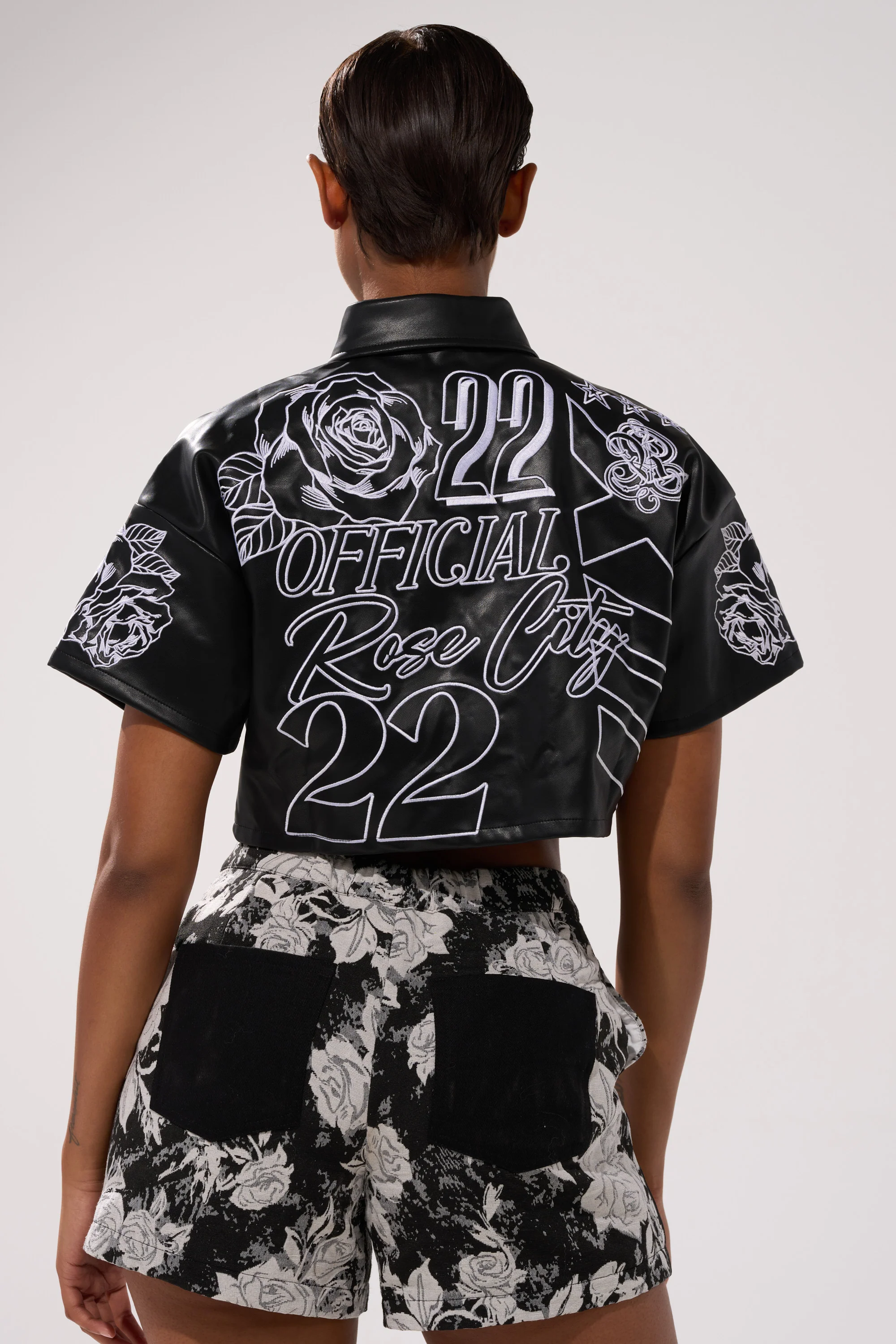 MAKE IT OFFICIAL FAUX LEATHER BUTTON DOWN IN BLACK - Image 4