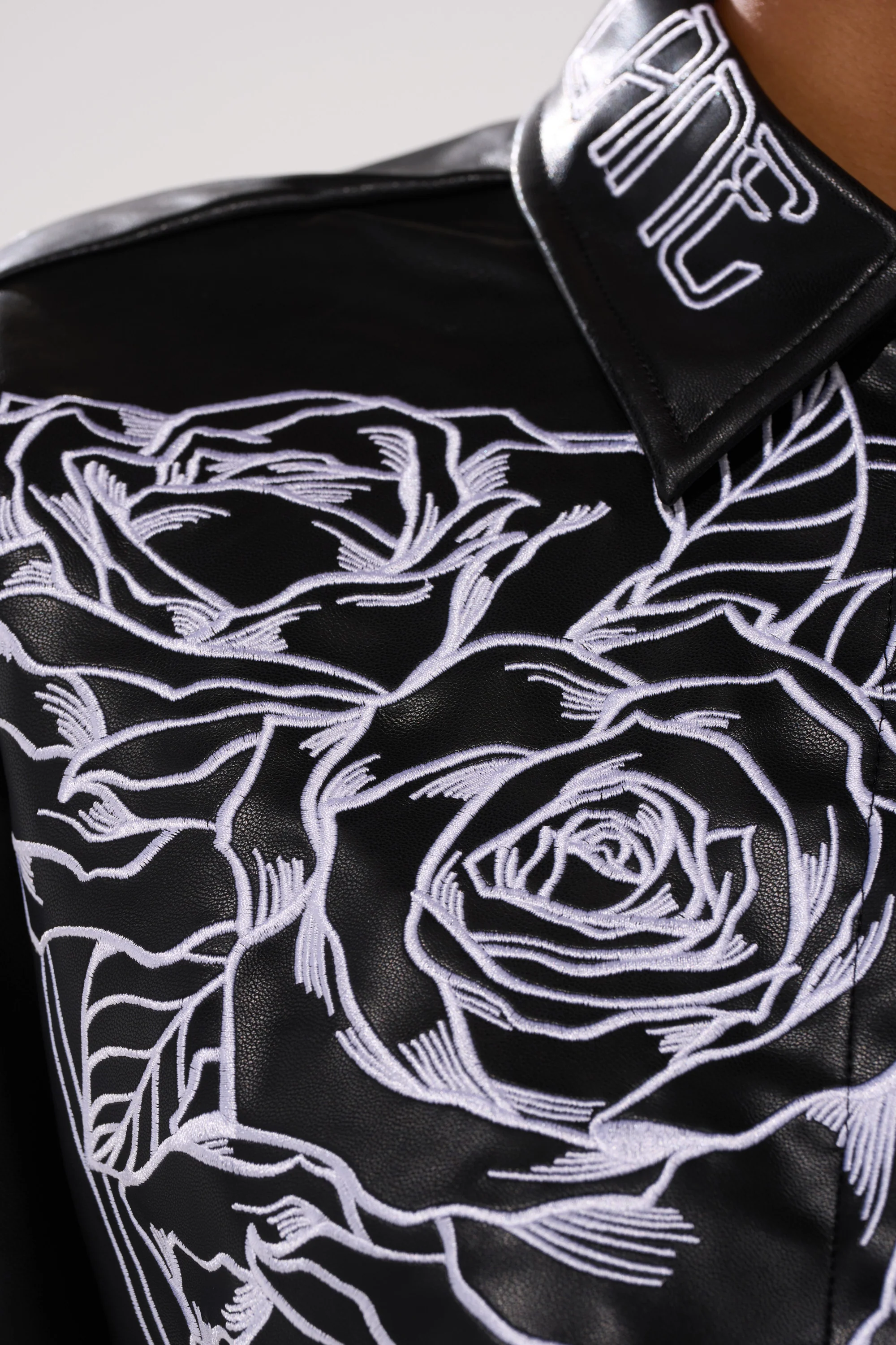 MAKE IT OFFICIAL FAUX LEATHER BUTTON DOWN IN BLACK - Image 8