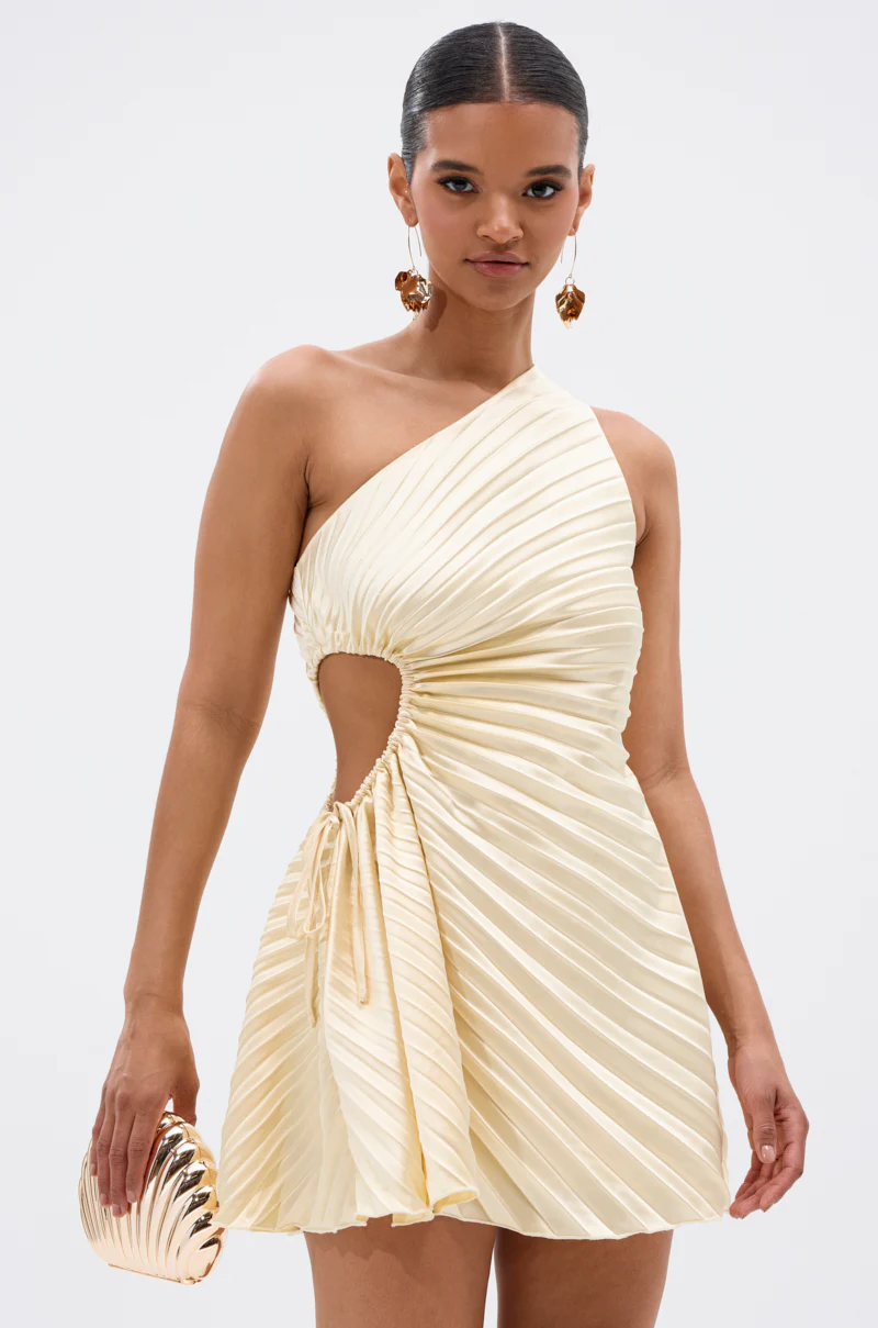 MAKE IT WORK PLEATED MINI DRESS IN YELLOW - Image 2