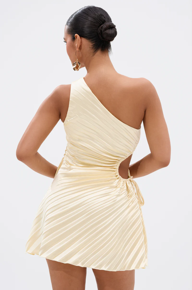 MAKE IT WORK PLEATED MINI DRESS IN YELLOW - Image 6