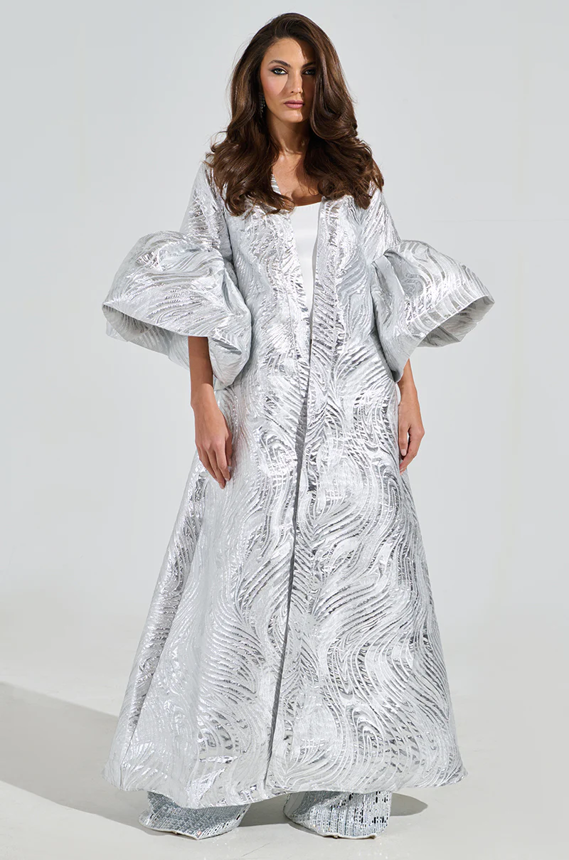 MALDIVES BROCADE PUFF SLEEVE DUSTER - Image 2