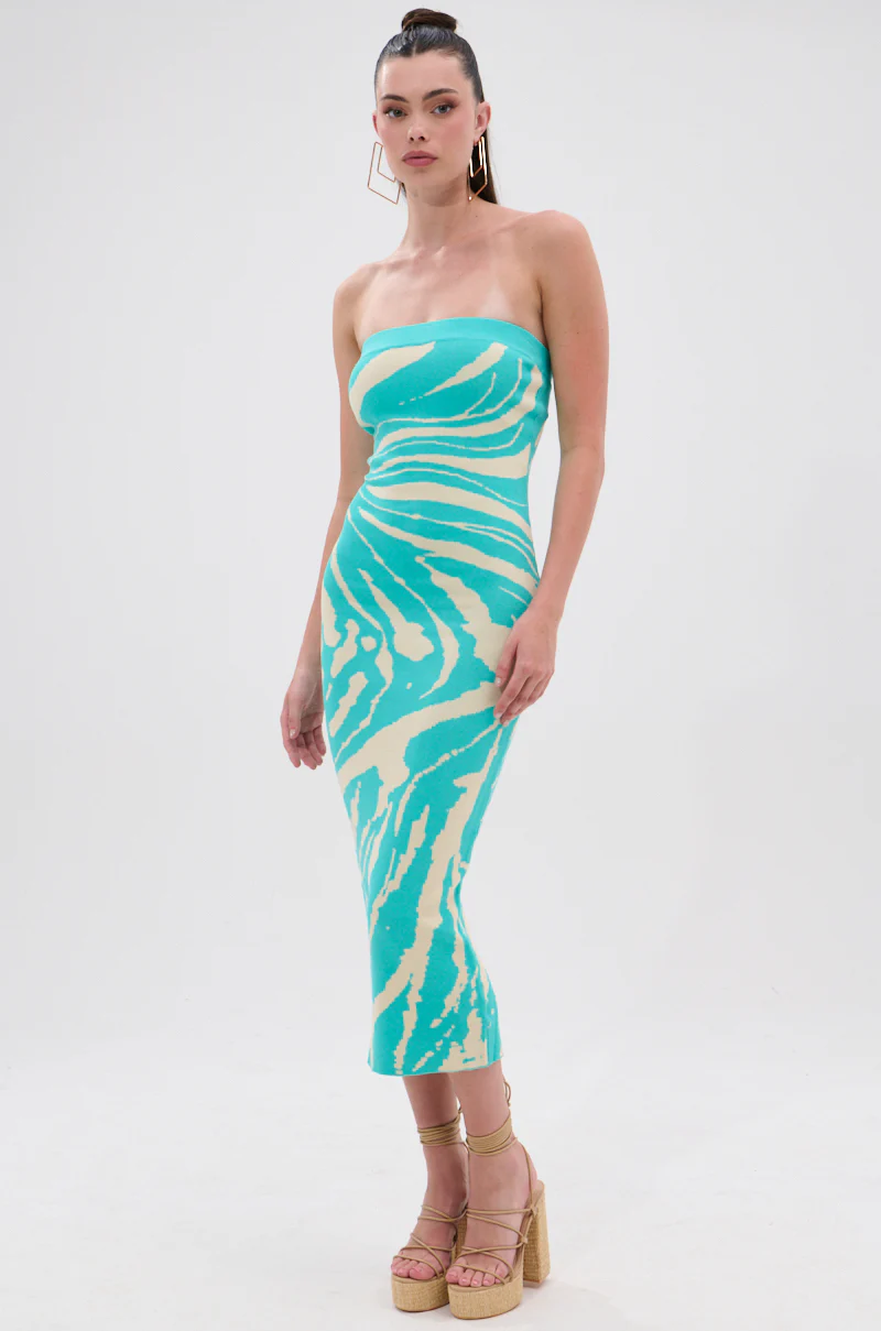 MALIBU DREAMIN PRINTED KNIT MIDI DRESS