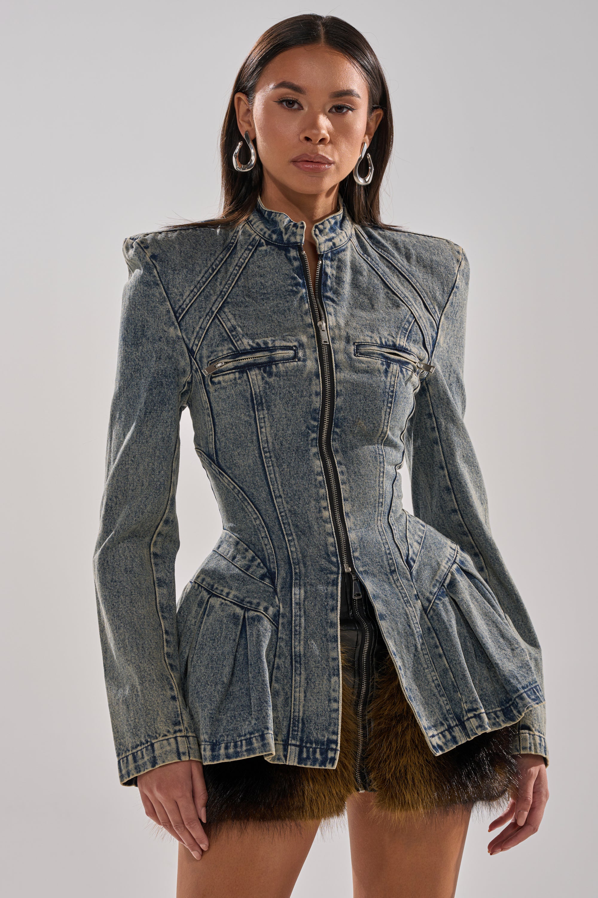 MALLORCA PEPLUM DENIM JACKET