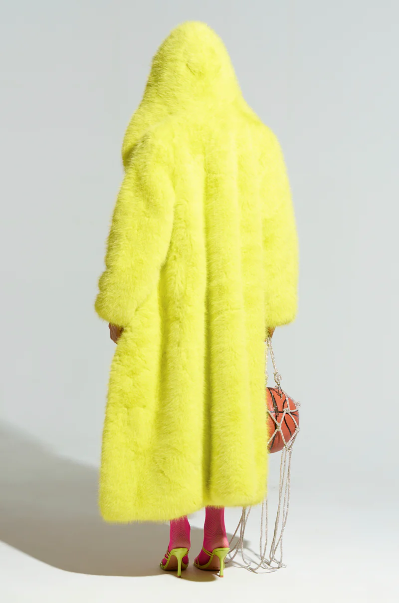 MANCHESTER HOODED FAUX FUR IN LIME - Image 6