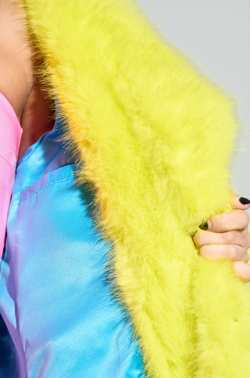 MANCHESTER HOODED FAUX FUR IN LIME - Image 8