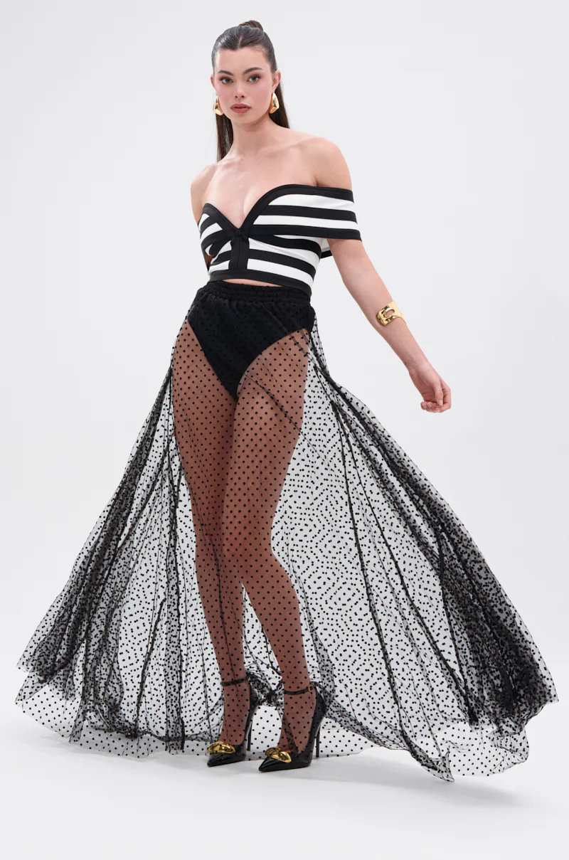 MARA SHEER POLKA DOT MAXI SKIRT