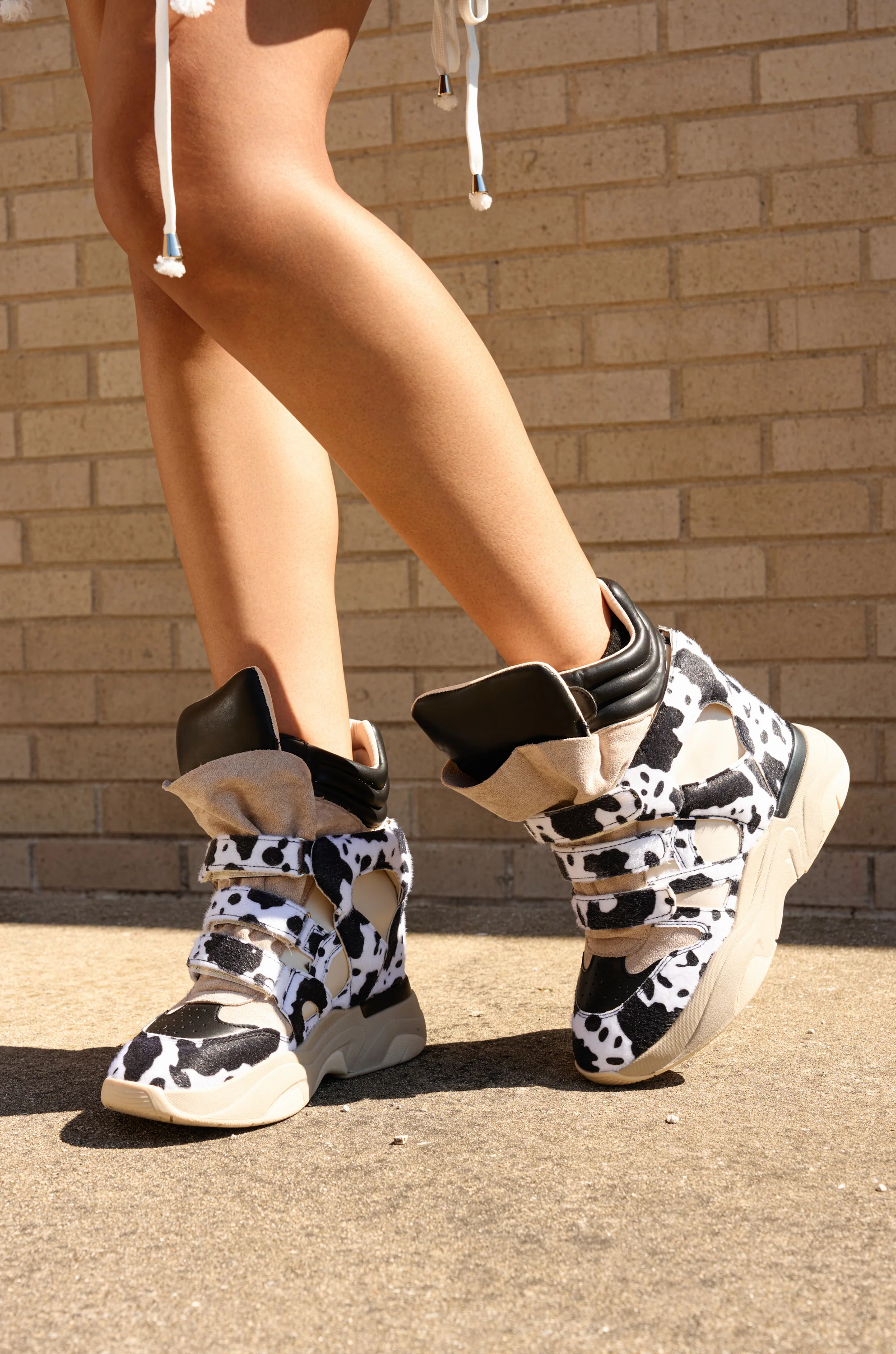 MARANTO BLACK COW PRINT WEDGE SNEAKER - Image 2