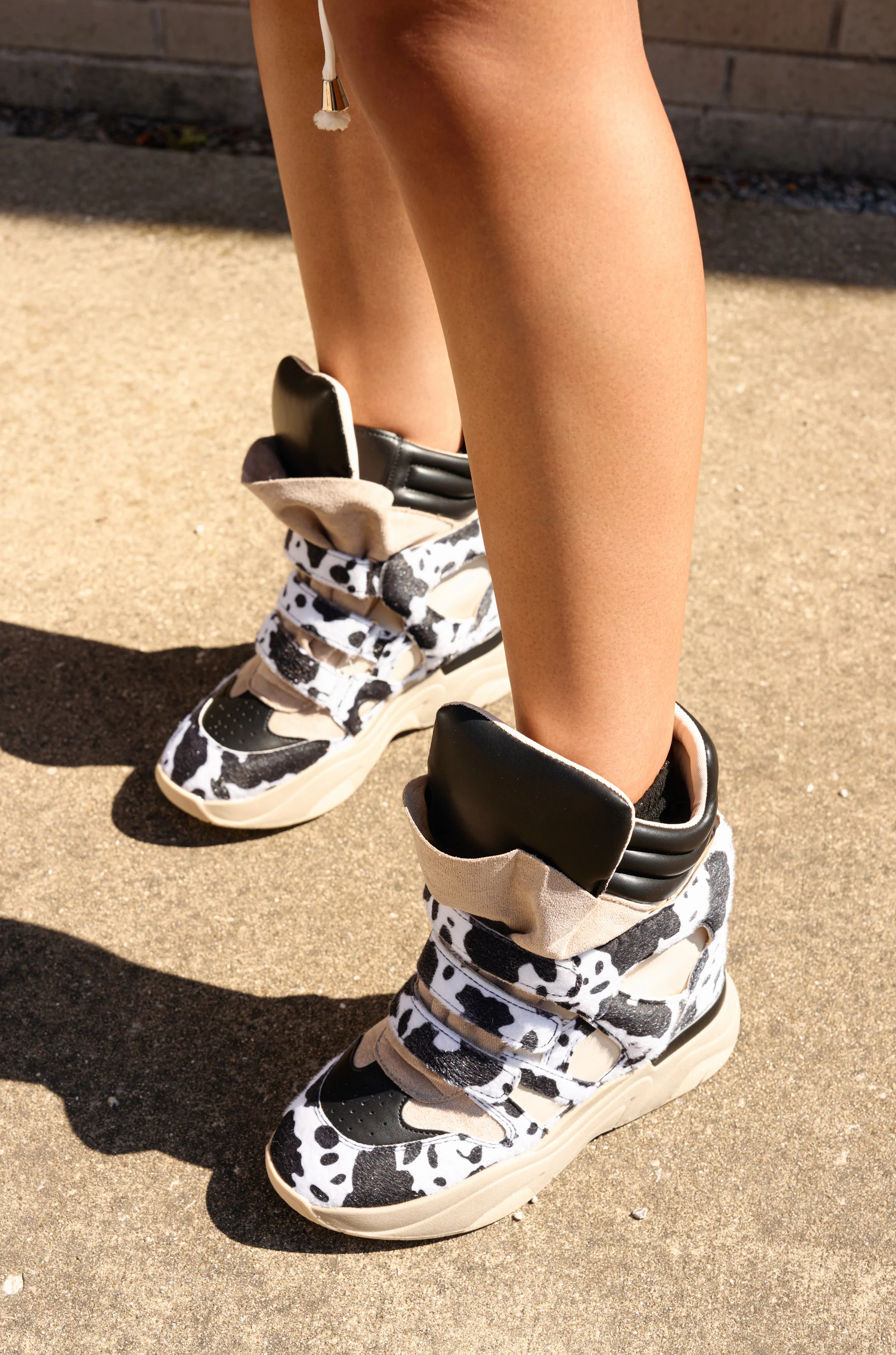 MARANTO BLACK COW PRINT WEDGE SNEAKER - Image 8