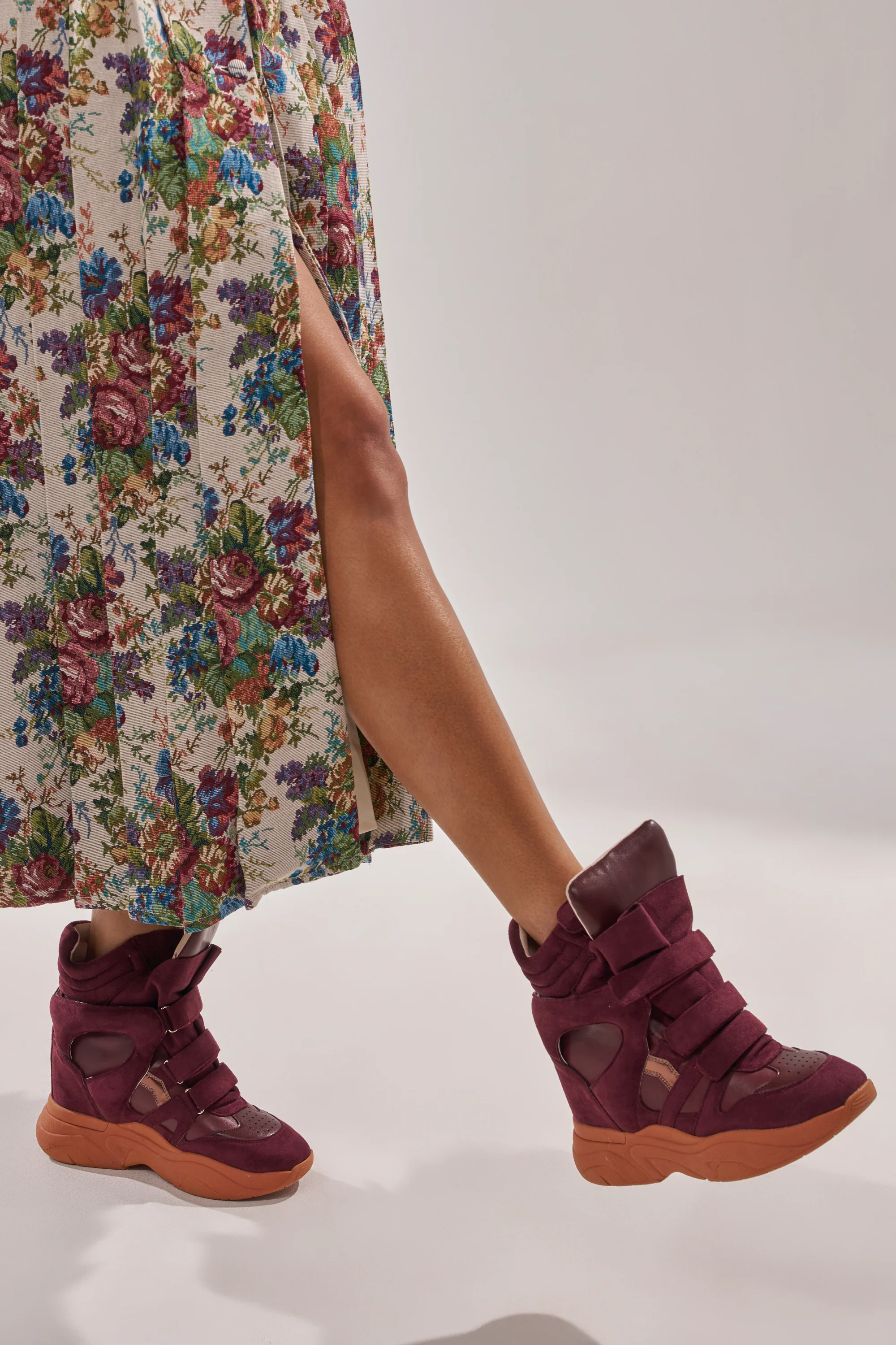 MARANTO BURGUNDY WEDGE FAUX SUEDE SNEAKER - Image 3