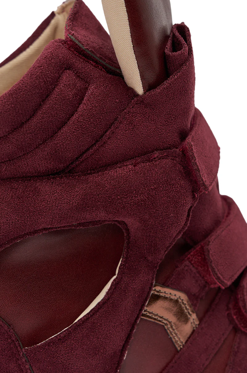 MARANTO BURGUNDY WEDGE FAUX SUEDE SNEAKER - Image 8
