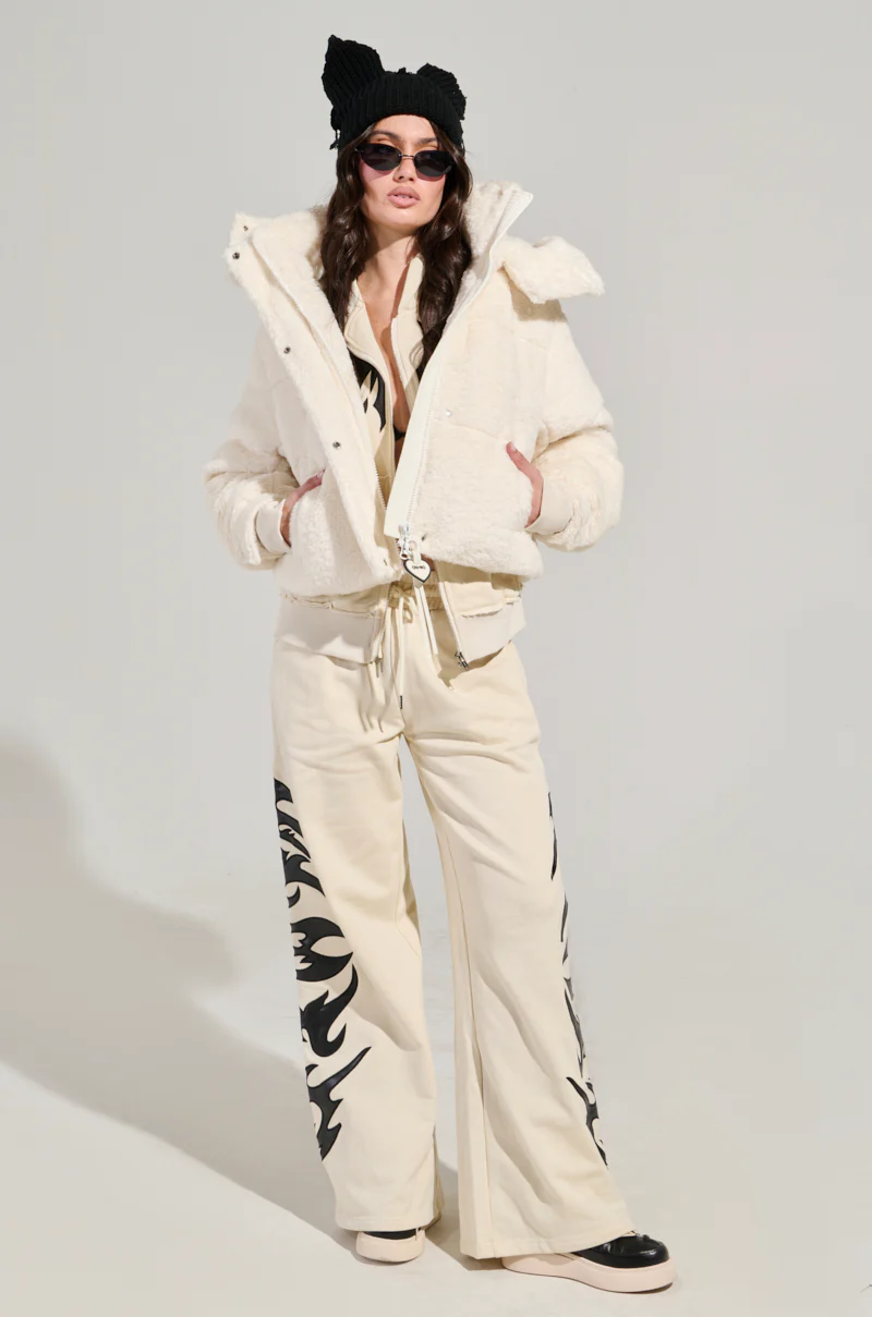 MARDIE FUZZY BEIGE HOODED PUFFER - Image 6