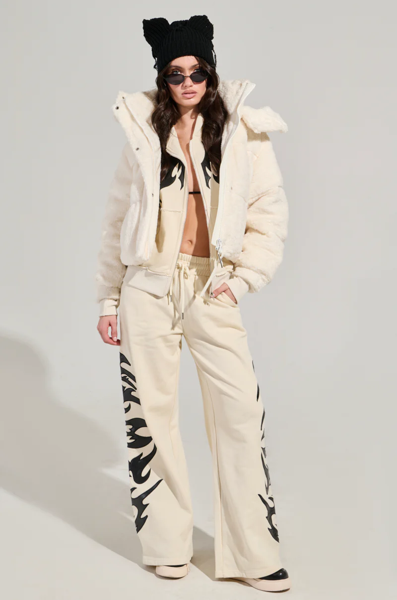 MARDIE FUZZY BEIGE HOODED PUFFER - Image 7