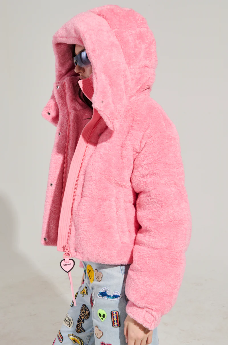 MARDIE PINK FUZZY HOODED PUFFER - Image 5