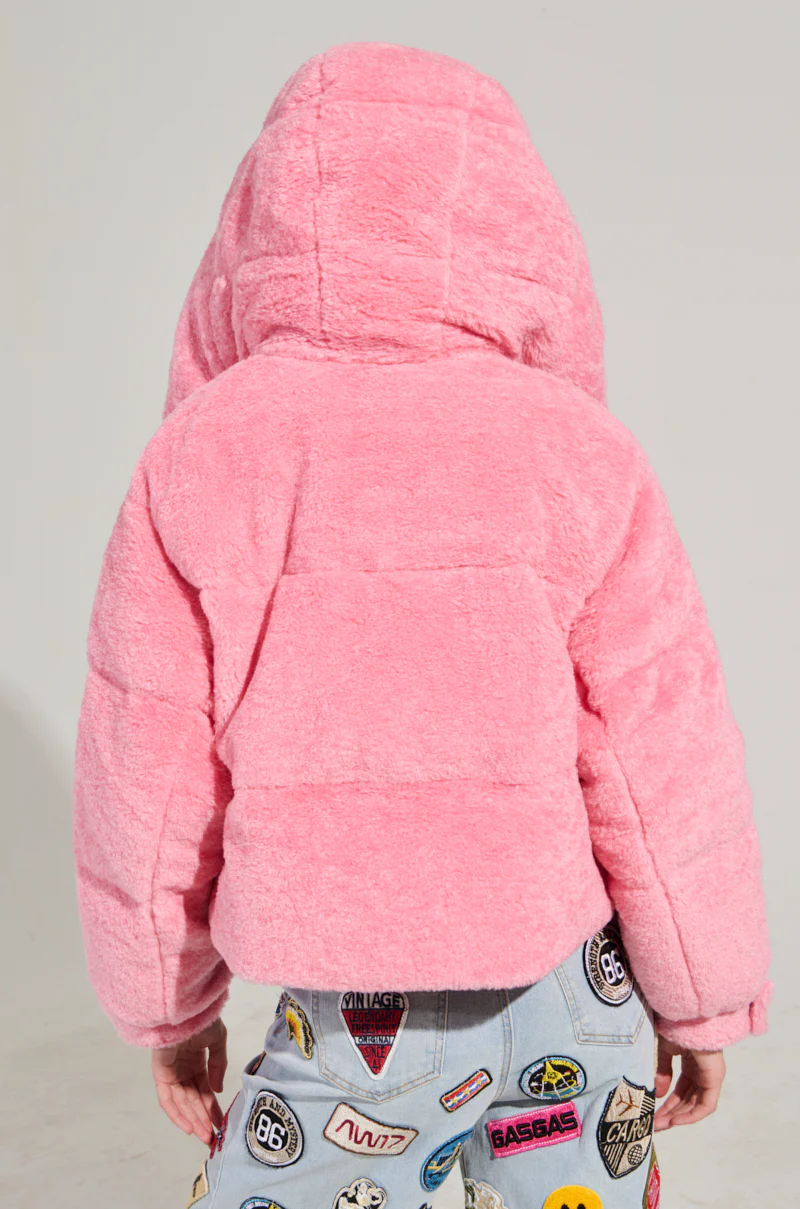 MARDIE PINK FUZZY HOODED PUFFER - Image 6