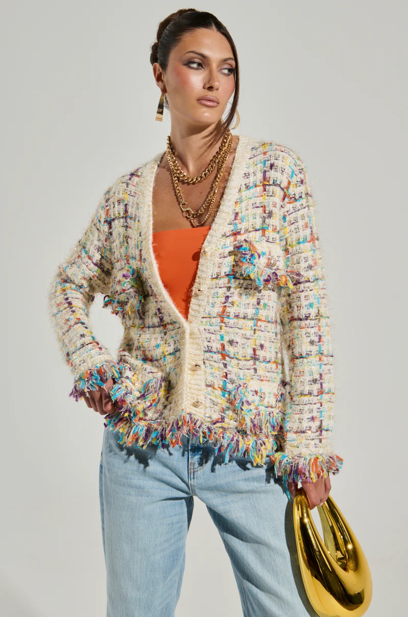 MARGARET BUTTON DOWN CARDIGAN IN CREAM - Image 3