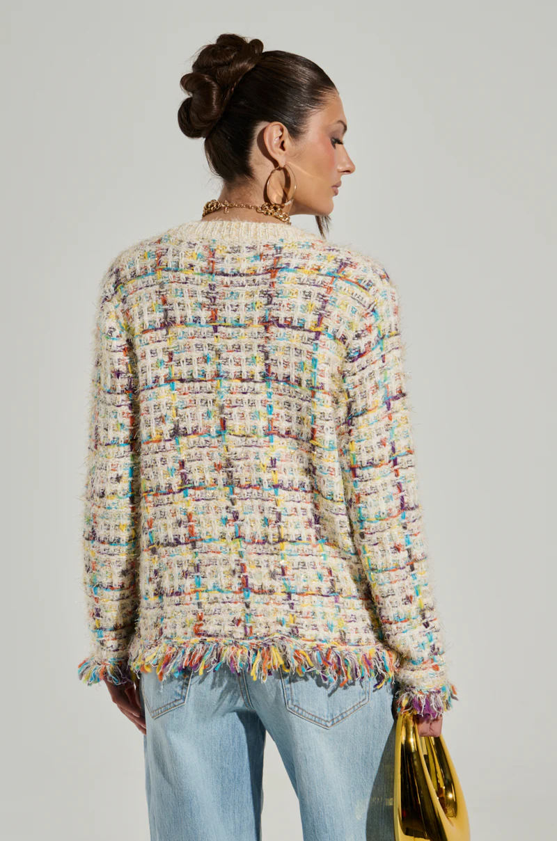 MARGARET BUTTON DOWN CARDIGAN IN CREAM - Image 5