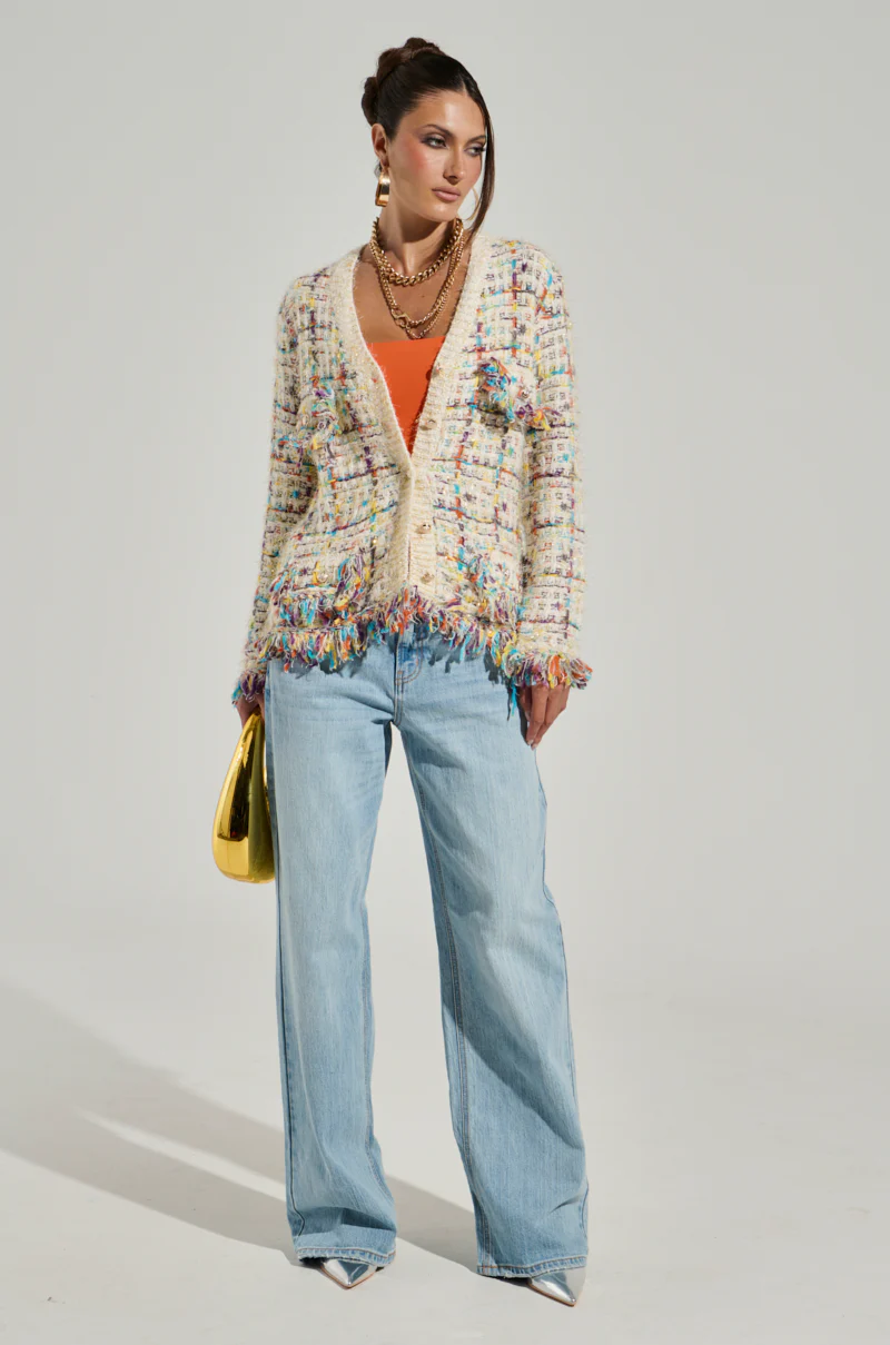MARGARET BUTTON DOWN CARDIGAN IN CREAM - Image 6
