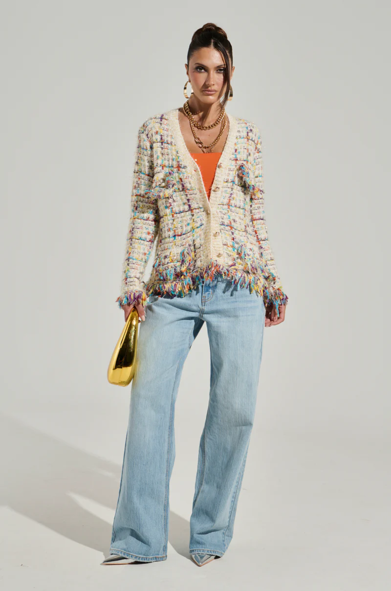 MARGARET BUTTON DOWN CARDIGAN IN CREAM - Image 7