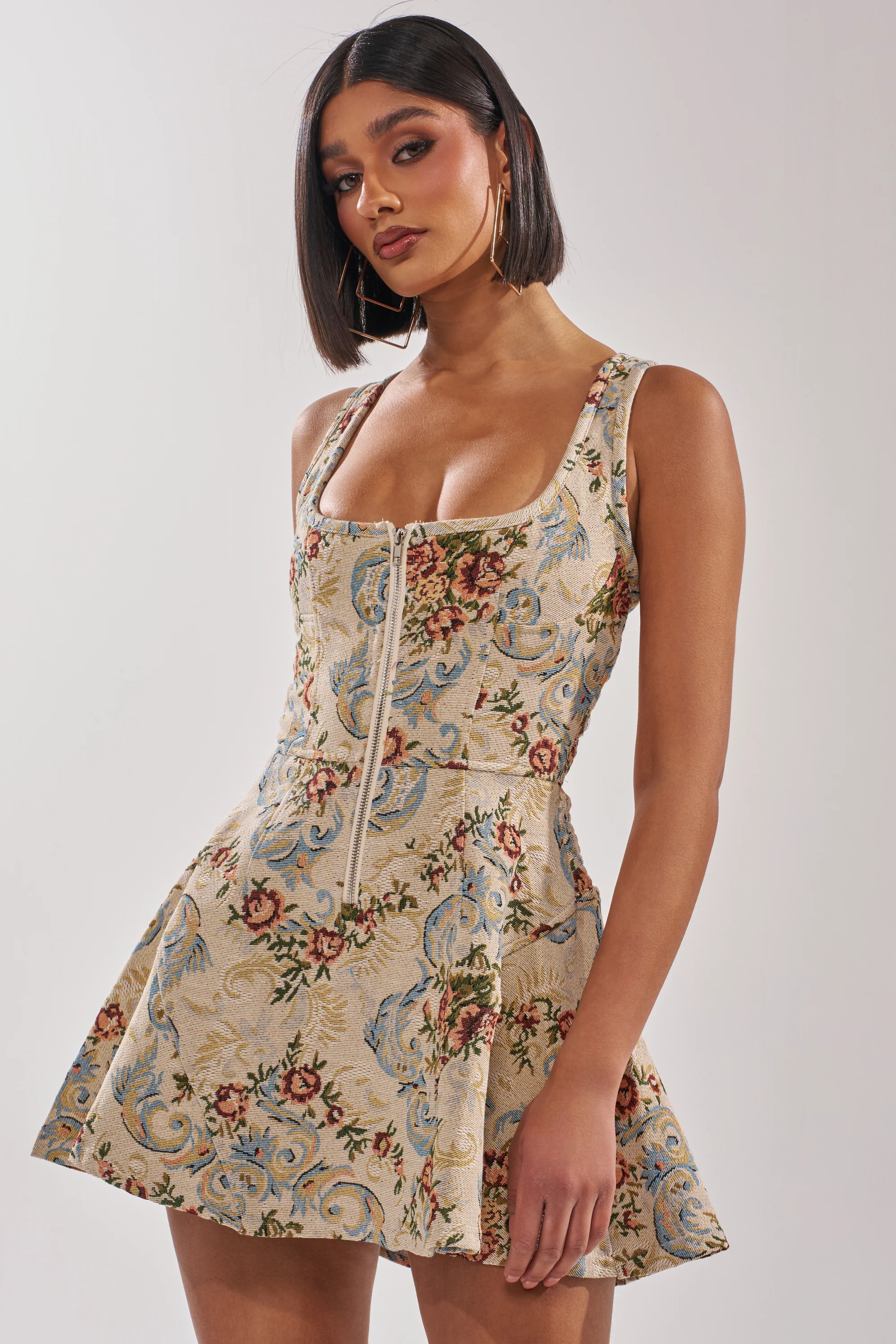 MATCH POINT MINI DRESS IN LIGHT BROCADE - Image 2