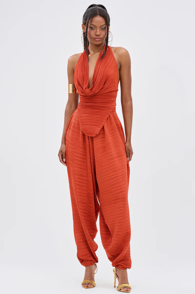 MAYAH COWL NECK PLISS SLEEVELESS TOP IN RED - Image 6