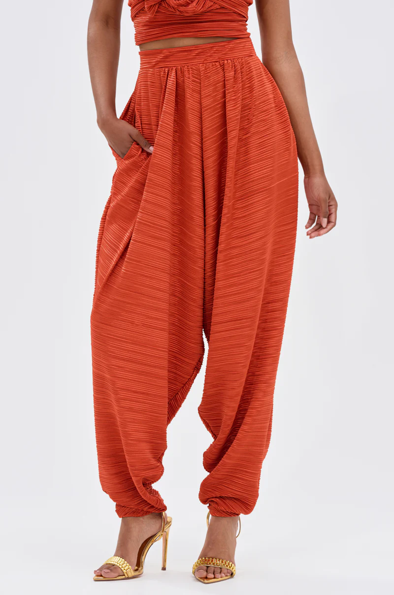 MAYAH WIDE LEG PLISSE PANT IN RED - Image 2