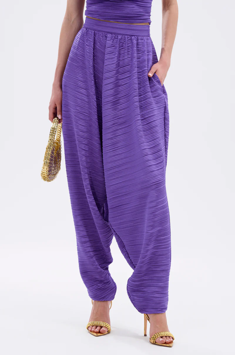 MAYAH WIDE LEG PLISSE PANT IN PURPLE - Image 2