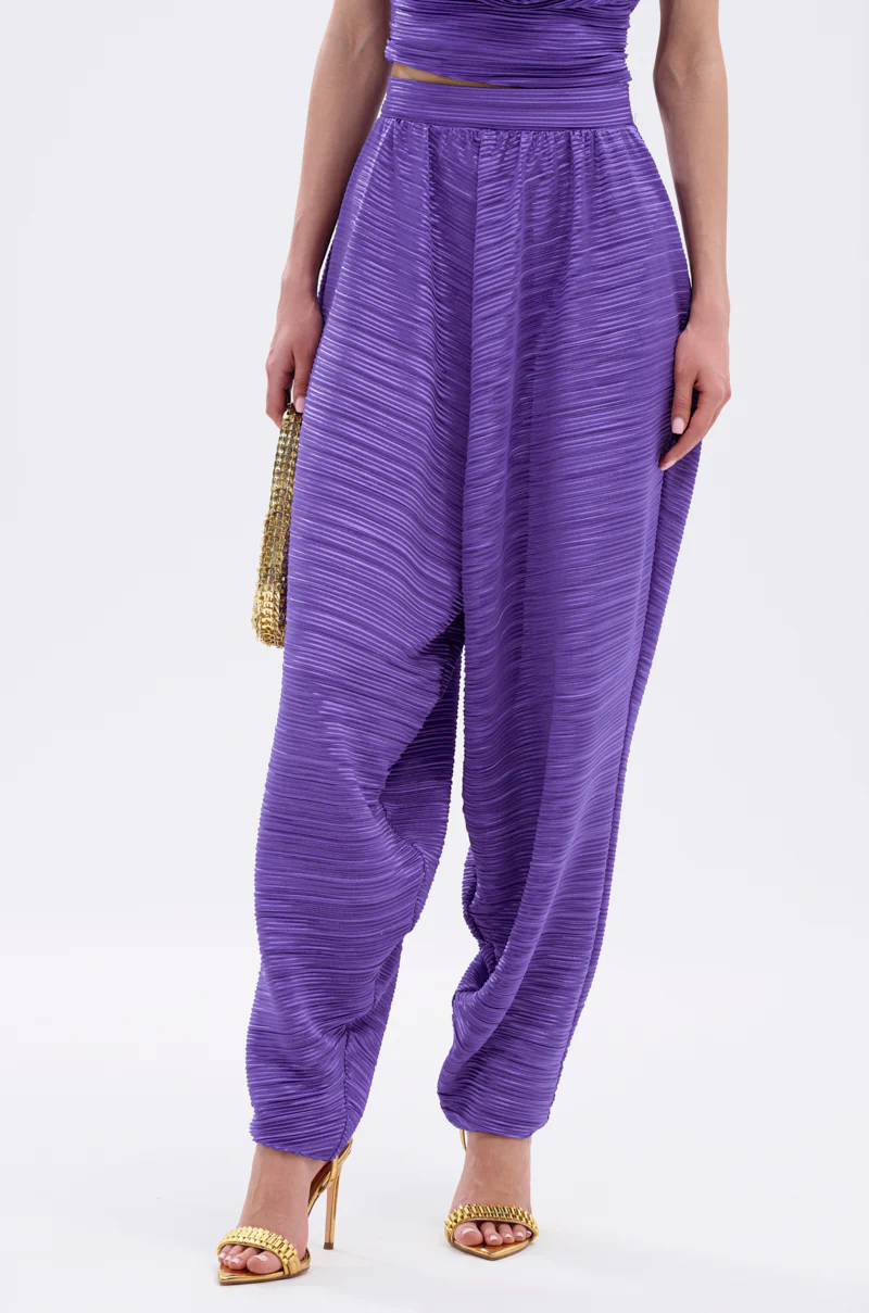MAYAH WIDE LEG PLISSE PANT IN PURPLE - Image 3