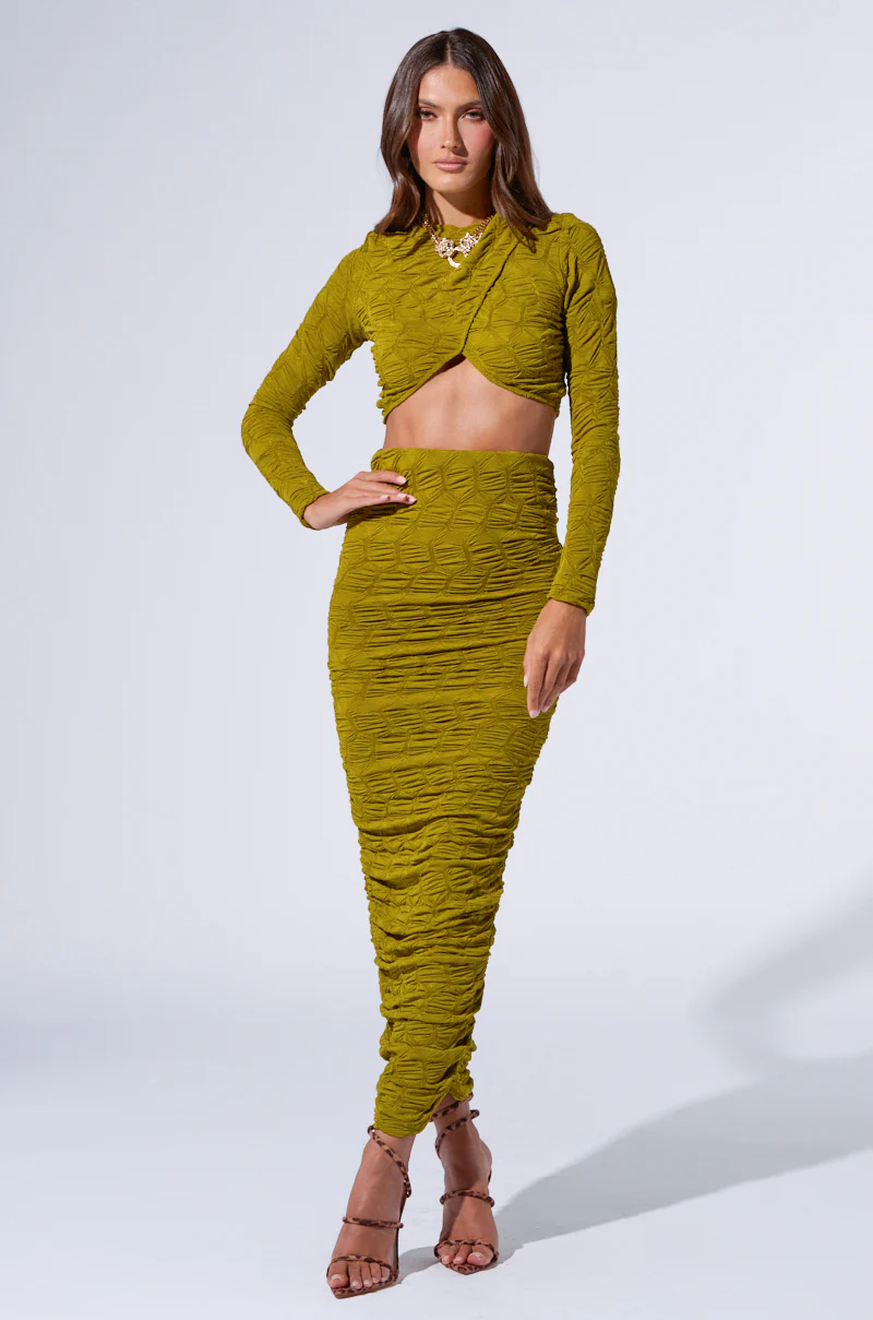MAYBE NEXT TIME RUCHED MAXI SKIRT IN OLIVE - Image 6