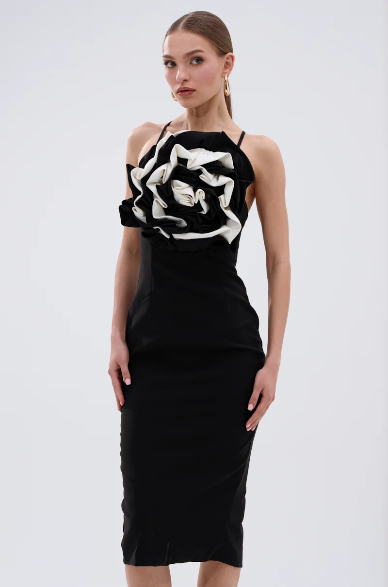 MAYBE SOMEDAY MIDI DRESS WITH FLOWER APPLIQUE - Image 2
