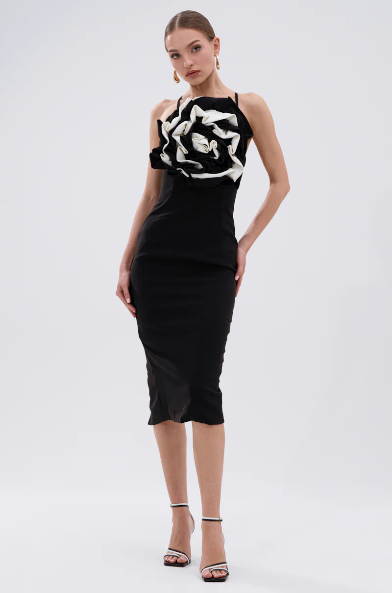 MAYBE SOMEDAY MIDI DRESS WITH FLOWER APPLIQUE - Image 5