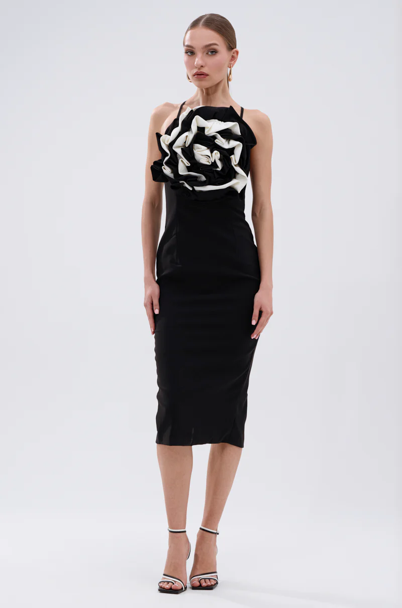 MAYBE SOMEDAY MIDI DRESS WITH FLOWER APPLIQUE - Image 6