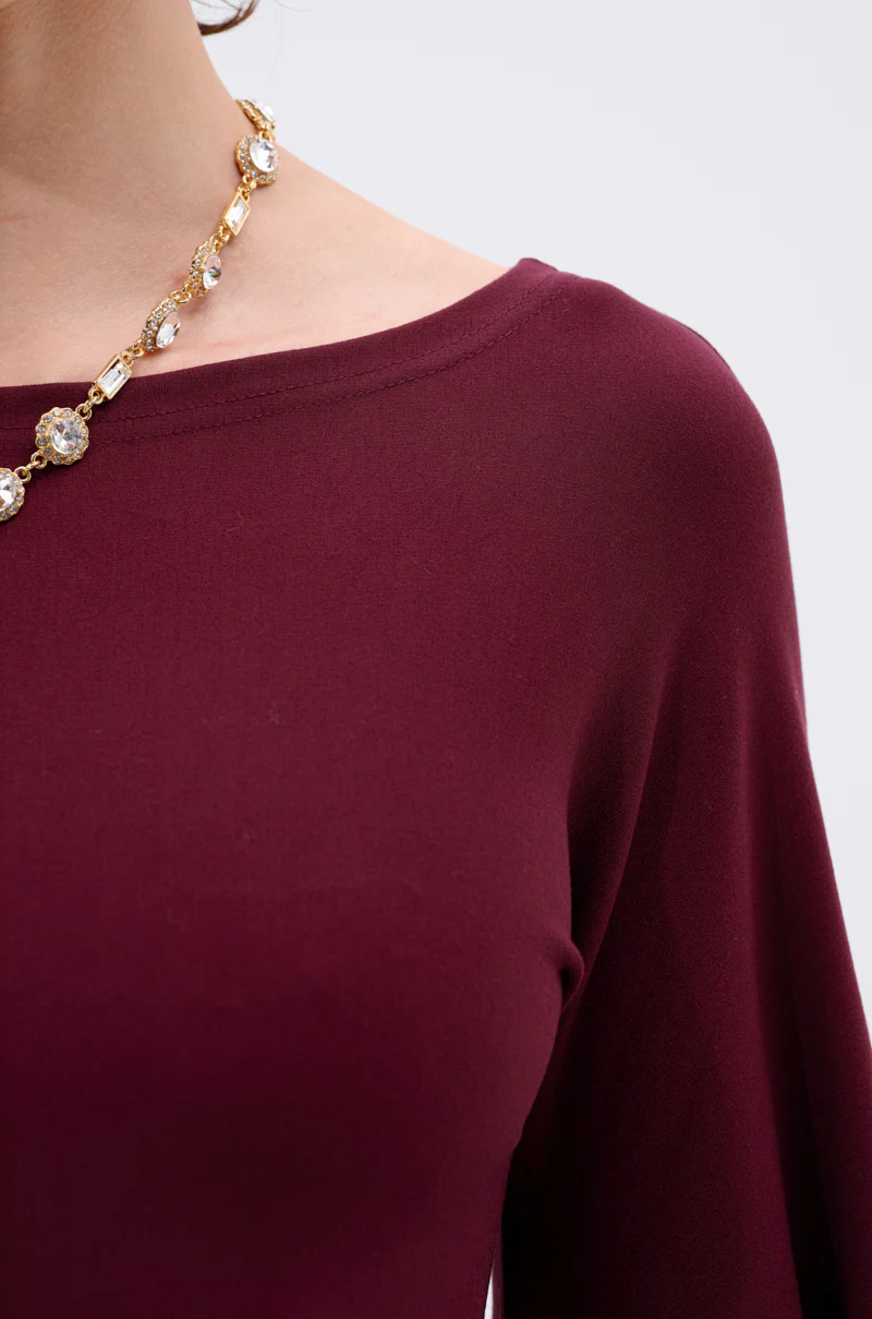 MEET ME IN THE BALLROOM MIDI DRESS IN BURGUNDY - Image 10