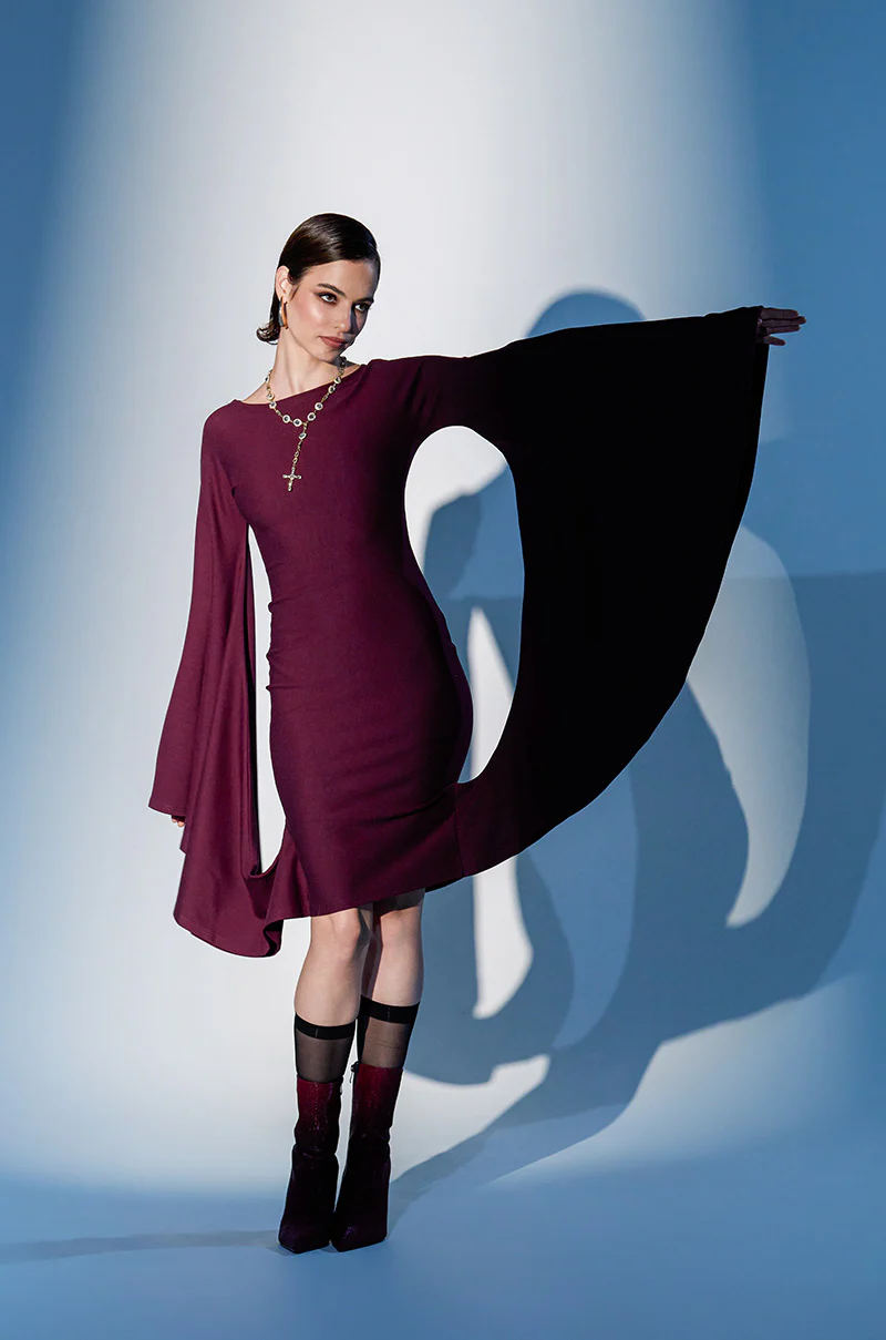 MEET ME IN THE BALLROOM MIDI DRESS IN BURGUNDY - Image 2
