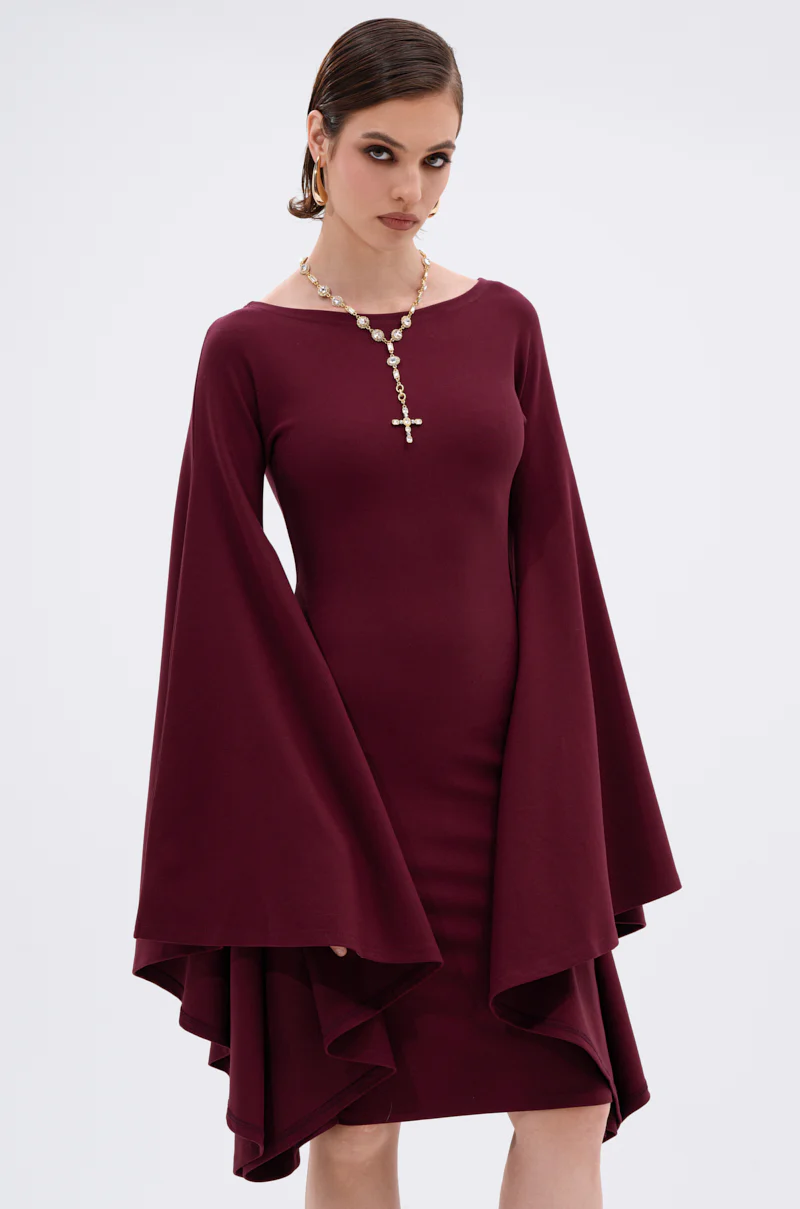 MEET ME IN THE BALLROOM MIDI DRESS IN BURGUNDY - Image 4