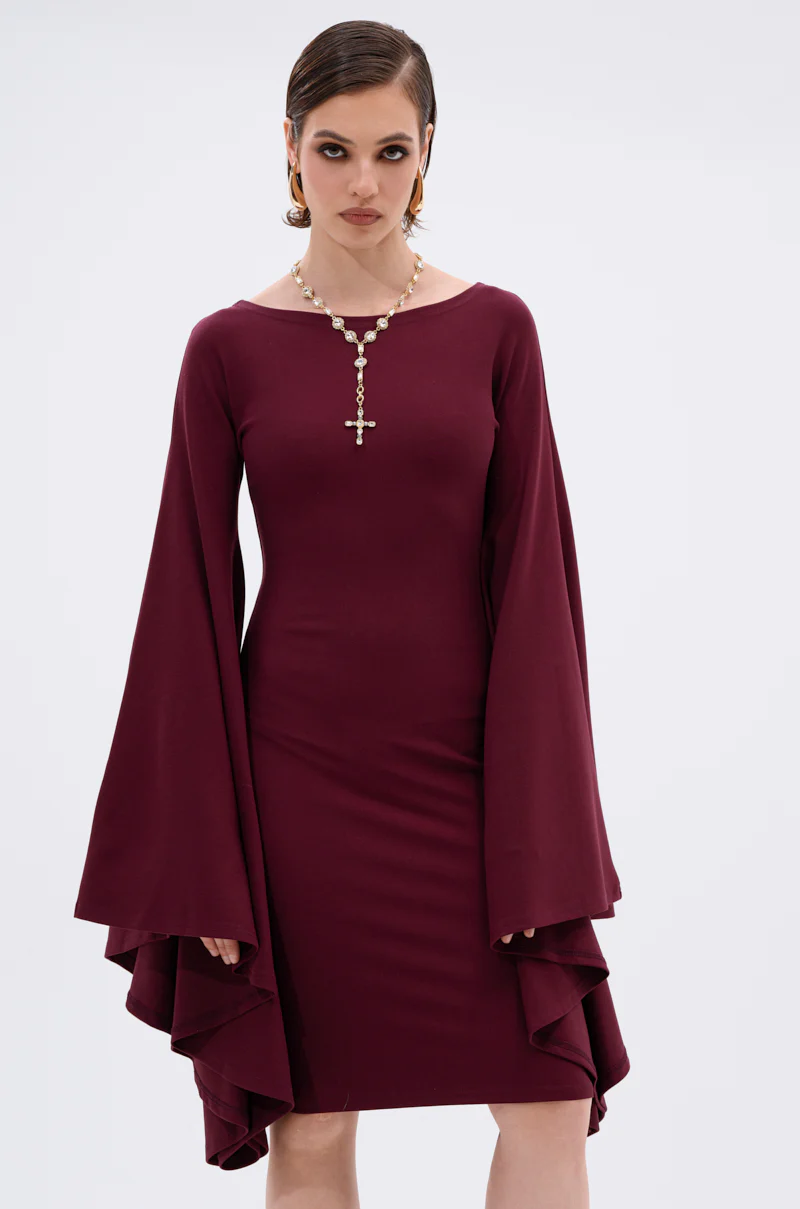 MEET ME IN THE BALLROOM MIDI DRESS IN BURGUNDY - Image 5